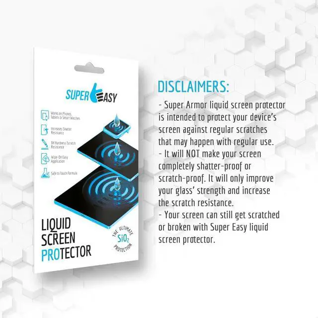 Alt view image 6 of 6 - SUPER EASY Liquid Glass Screen Protector - Wipe On Scratch and Shatter Resistant Oleophobic Nano Protection for All Phones Tablets Smart Watches Universal