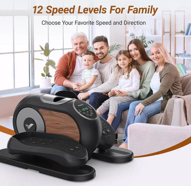 Alt view image 4 of 7 - MERACH Under Desk Elliptical Machine for Home,Ellipse Leg Exerciser for Seniors with 12 Adjustable Speed Quiet & Portable Seated Pedal Exerciser with Remote Control & Non-Slip Pad