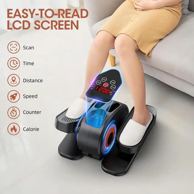 Alt view image 3 of 7 - Under Desk Elliptical, Electric Seated Pedal Exerciser, Quiet & Compact Mini Ellipse Leg Exerciser with Display Monitor, Remote Control and 12 Adjustable Speeds, Elliptical Machine for Home