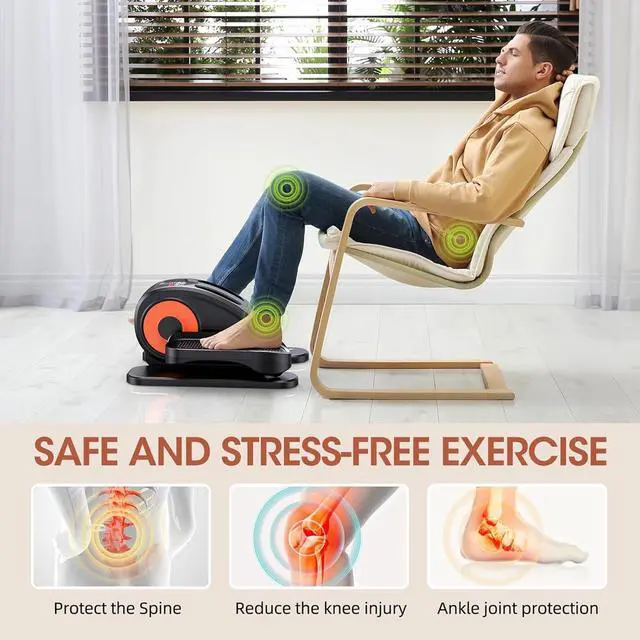 Alt view image 5 of 7 - Under Desk Elliptical, Electric Seated Pedal Exerciser, Quiet & Compact Mini Ellipse Leg Exerciser with Display Monitor, Remote Control and 12 Adjustable Speeds, Elliptical Machine for Home