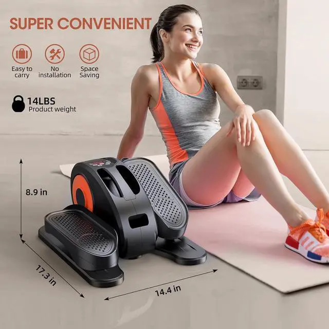 Alt view image 7 of 7 - Under Desk Elliptical, Electric Seated Pedal Exerciser, Quiet & Compact Mini Ellipse Leg Exerciser with Display Monitor, Remote Control and 12 Adjustable Speeds, Elliptical Machine for Home