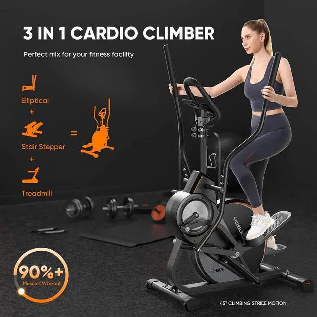 Alt view image 2 of 7 - YOSUDA Pro Cardio Climber Stepping Elliptical Machine, 3-in-1 Elliptical Machine Stair Stepper Trainer, Total Body Fitness Cross Trainer with Quiet Magnetic Driving System, 16 Resistance