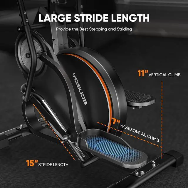 Alt view image 6 of 7 - YOSUDA Pro Cardio Climber Stepping Elliptical Machine, 3-in-1 Elliptical Machine Stair Stepper Trainer, Total Body Fitness Cross Trainer with Quiet Magnetic Driving System, 16 Resistance