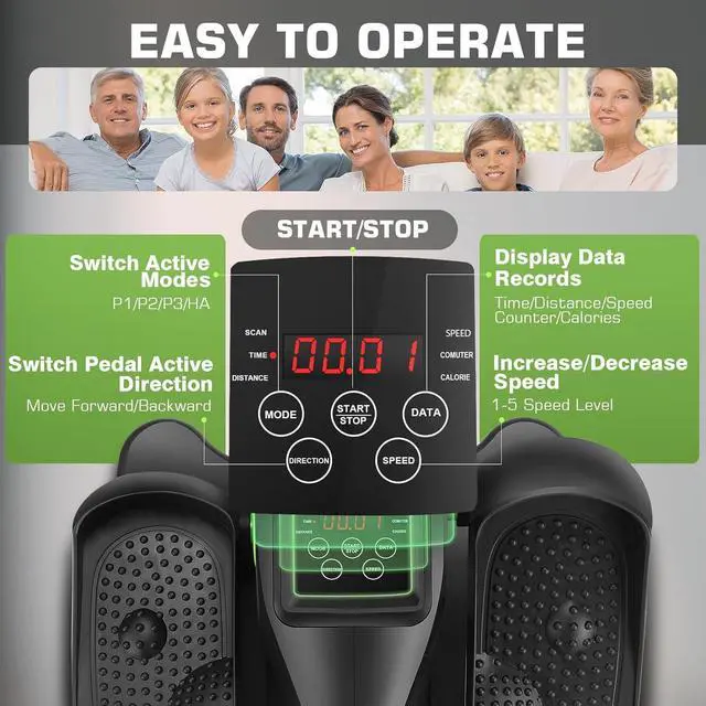 Alt view image 4 of 7 - ANCHEER Under Desk Elliptical Machine, Leg Exercise Pro Machine Pedal Exerciser for Seniors as Seen on TV Portable Leg Exerciser While Sitting with Massage Pedal