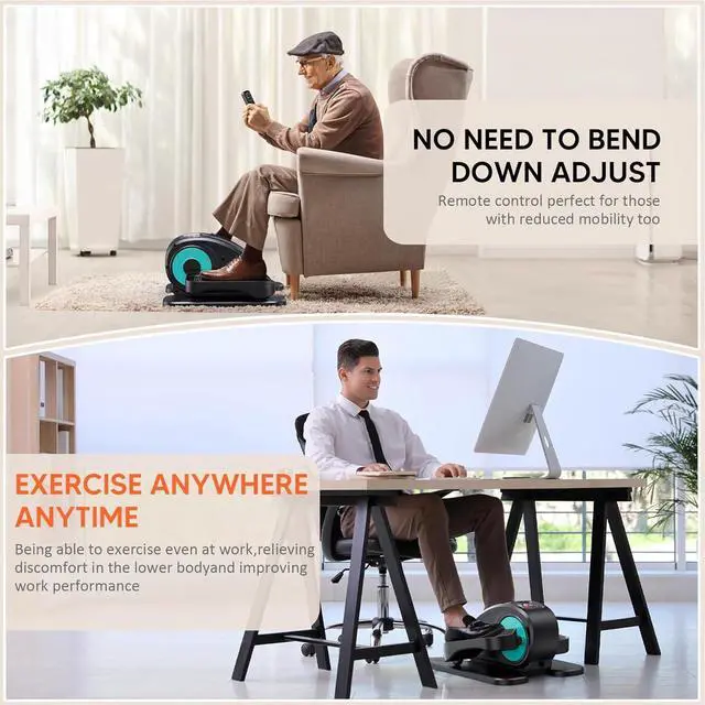 Alt view image 3 of 7 - Under Desk Elliptical, Electric Foot Pedal Exerciser, Fully Assembled Seated Elliptical, Compact Portable Elliptical Machine Trainer with Remote Control, Mini Elliptical Leg Exerciser for Home