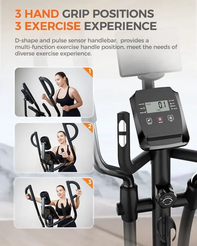 Alt view image 3 of 7 - pooboo Elliptical Machine, Elliptical Exercise Machine with 16-Level Resistance&Hyper-Quiet Magnetic Driving System, Elliptical Machine for Home with LCD Monitor&15.5IN Stride, 350LBS Weight Capacity