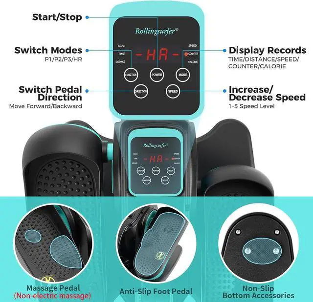 Alt view image 2 of 7 - Under Desk Elliptical Machine, Electric Leg Exerciser for Seniors, Compact Seated Pedal Exerciser, Portable Elliptical Trainer with Remote and Non-Slip Pedals for Teens Adults