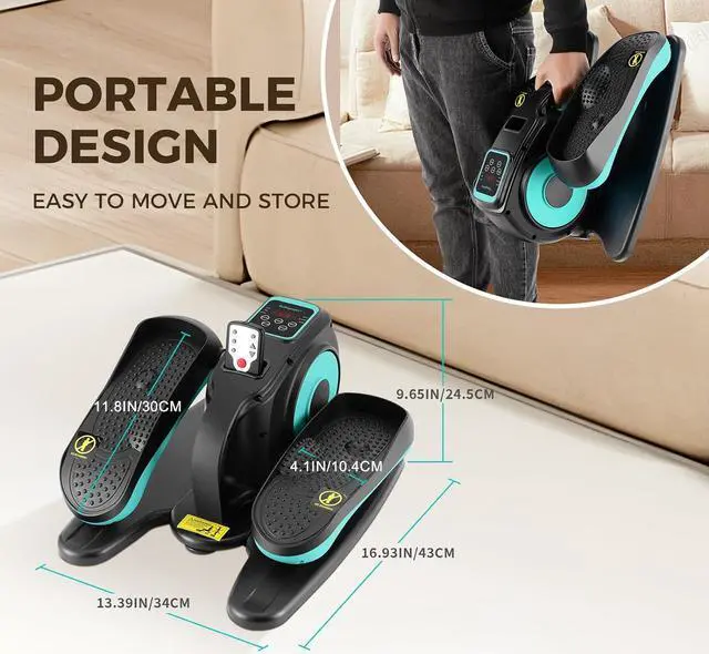 Alt view image 4 of 7 - Under Desk Elliptical Machine, Electric Leg Exerciser for Seniors, Compact Seated Pedal Exerciser, Portable Elliptical Trainer with Remote and Non-Slip Pedals for Teens Adults