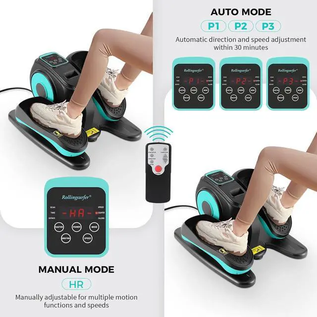 Alt view image 3 of 7 - Under Desk Elliptical Machine, Electric Leg Exerciser for Seniors, Compact Seated Pedal Exerciser, Portable Elliptical Trainer with Remote and Non-Slip Pedals for Teens Adults