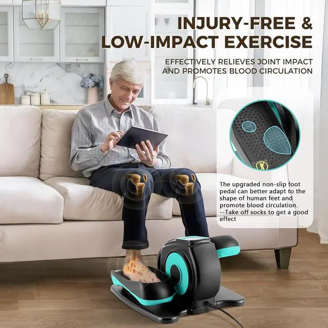 Alt view image 6 of 7 - Under Desk Elliptical Machine, Electric Leg Exerciser for Seniors, Compact Seated Pedal Exerciser, Portable Elliptical Trainer with Remote and Non-Slip Pedals for Teens Adults