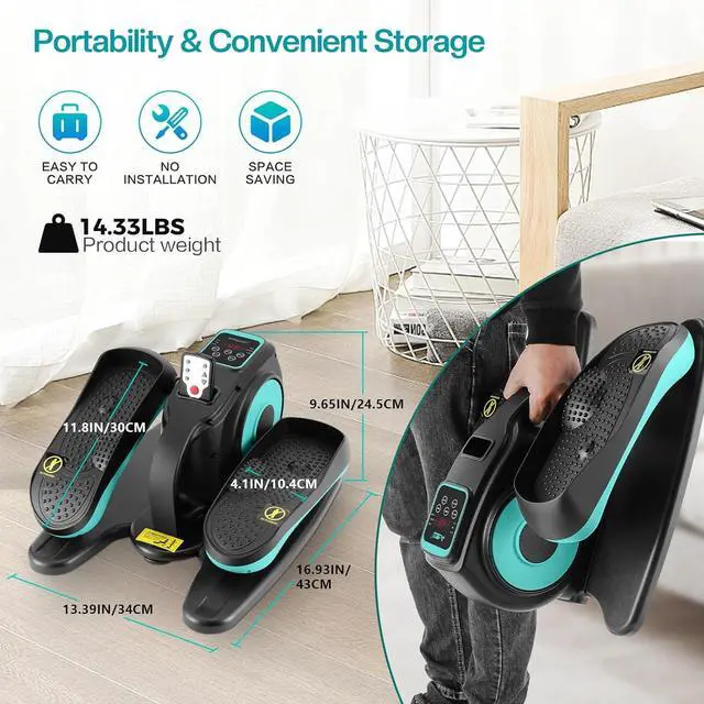 Alt view image 2 of 7 - Under Desk Elliptical Machine, Ellipse Leg Exerciser for Seniors Adults, Adjustable Speeds Elliptical Trainer with Remote Control, Quiet & Portable Mini Seated Pedal Exerciser for Home Office Use