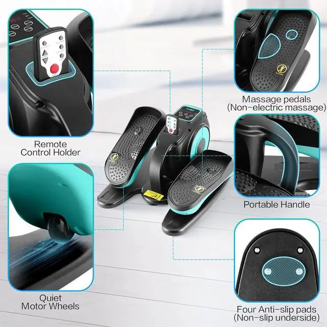 Alt view image 4 of 7 - Under Desk Elliptical Machine, Ellipse Leg Exerciser for Seniors Adults, Adjustable Speeds Elliptical Trainer with Remote Control, Quiet & Portable Mini Seated Pedal Exerciser for Home Office Use