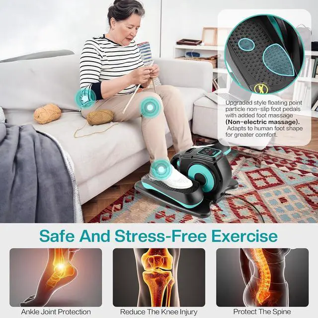 Alt view image 5 of 7 - Under Desk Elliptical Machine, Ellipse Leg Exerciser for Seniors Adults, Adjustable Speeds Elliptical Trainer with Remote Control, Quiet & Portable Mini Seated Pedal Exerciser for Home Office Use