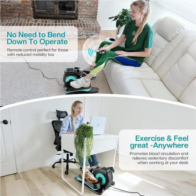Alt view image 6 of 7 - Under Desk Elliptical Machine, Ellipse Leg Exerciser for Seniors Adults, Adjustable Speeds Elliptical Trainer with Remote Control, Quiet & Portable Mini Seated Pedal Exerciser for Home Office Use