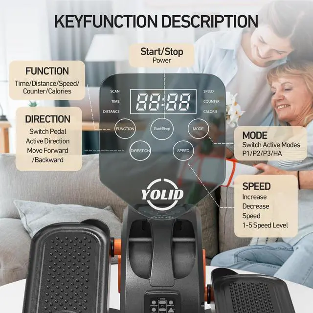 Alt view image 7 of 7 - Under Desk Elliptical Elliptical Machines for Home Use Seated Elliptical Ellipse Leg Exerciser Exerciser for Seniors Portable Elliptical Under Desk Bike Pedal Exerciser Exerciser for Seniors