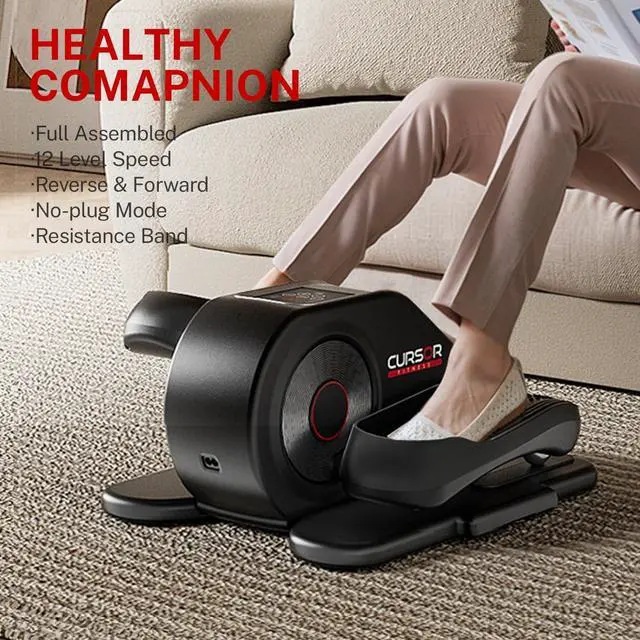 Alt view image 6 of 7 - Under Desk Elliptical Machine, Electric Seated Pedal Exerciser, Mini Ellipse Leg Exerciser with Remote Control & 12 Adjustable Speeds, Forward & Reverse Direction, Manual & Electric Mode for Seniors