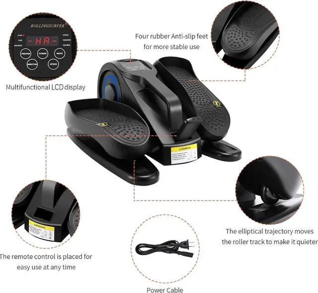 Alt view image 3 of 7 - Under Desk Elliptical Machine, Adjustable Speeds Elliptical Trainer with Remote Control, Seated Pedal Exerciser, Portable Leg Exerciser for Teens Seniors and Adults