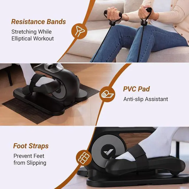 Alt view image 6 of 7 - MERACH Under Desk Elliptical Machine for Home,Ellipse Leg Exerciser for Seniors with 12 Adjustable Speed Quiet & Portable Seated Pedal Exerciser with Remote Control & Non-Slip Pad