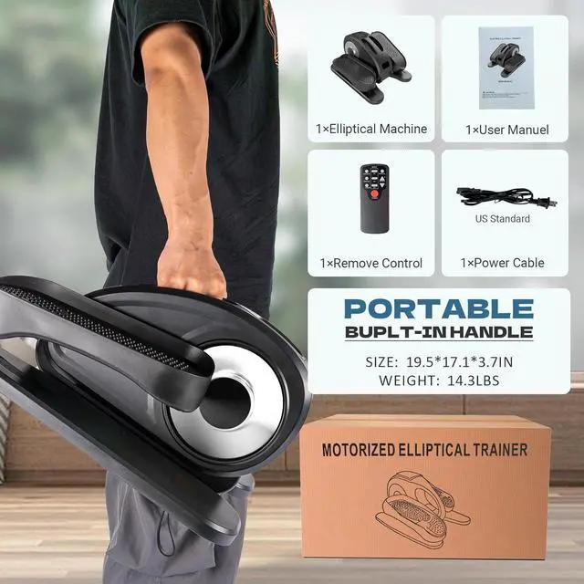 Alt view image 7 of 7 - Under Desk Elliptical Electric Foot Pedal Exerciser, Portable Elliptical Ellipse Leg Exerciser for Seniors, Quiet Compact Elliptical Exercise Machine with Remote Control