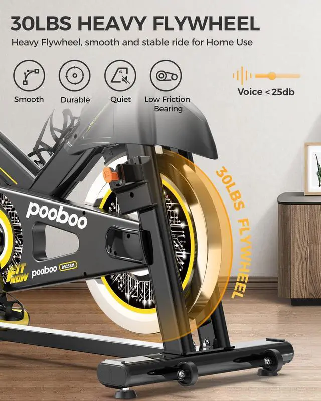 Alt view image 2 of 7 - pooboo Exercise Bike, Adjustable Magnetic/Brake Pad Resistance Silent Belt Drive, Indoor Cycling Bike for Home Cardio, Fitness Stationary Bike with 350lbs/300lbs Weight Capacity &Upgraded Version Seat
