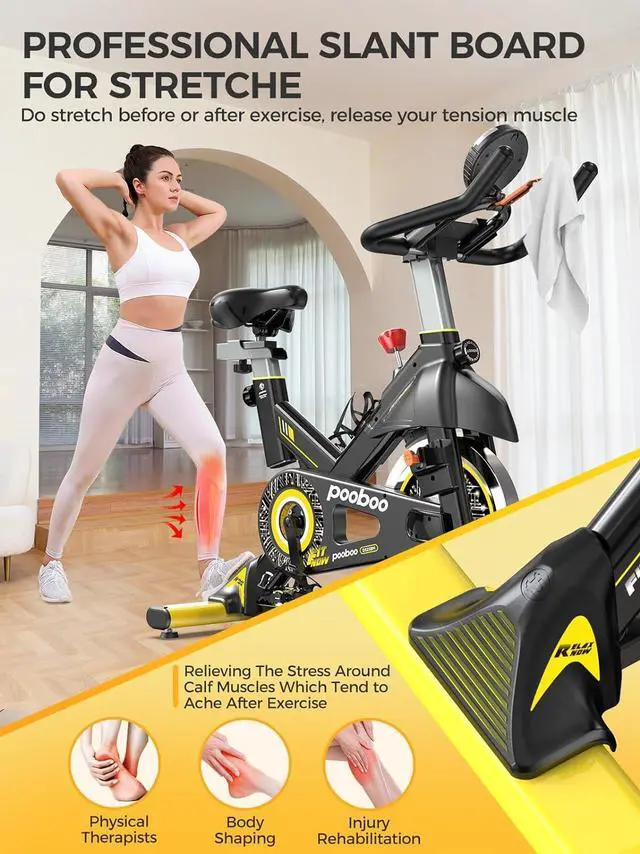 Alt view image 7 of 7 - pooboo Exercise Bike, Adjustable Magnetic/Brake Pad Resistance Silent Belt Drive, Indoor Cycling Bike for Home Cardio, Fitness Stationary Bike with 350lbs/300lbs Weight Capacity &Upgraded Version Seat