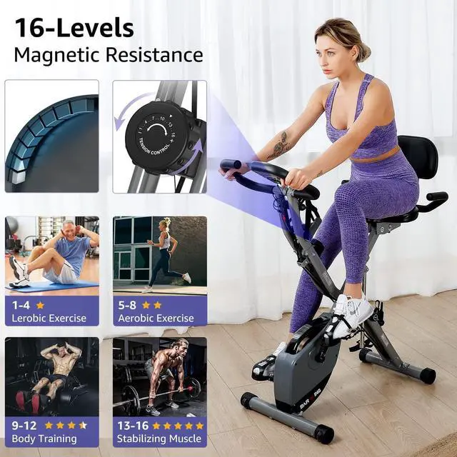 Alt view image 2 of 6 - Exercise Bike for Home Workout Stationary Bike | 330LB Capacity, 16-Level Magnetic Resistance, Seat Backrest Adjustments