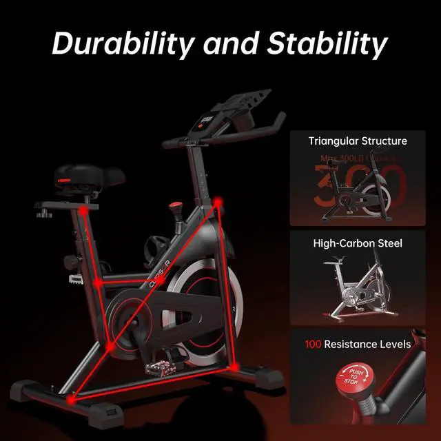 Alt view image 5 of 6 - CURSOR FITNESS Indoor Cycling Bike, Stationary Bike for Home Workout, Spin Exercise Bike, Extra Comfort Cushion Ventilated Seat, Extra Large Tablet & Bottle Holder