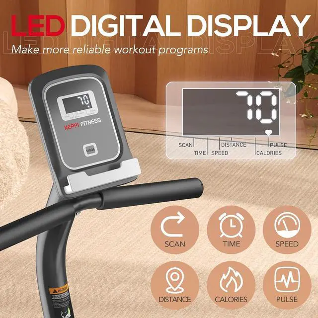 Alt view image 6 of 7 - KeppiFitness Recumbent Exercise Bike with 8 Levels Magnetic Resistance for Cardio Workout for seniors at Home,380LB Weight Capacity Exercise Bike with Pulse Sensor,Digital Electronic Display,