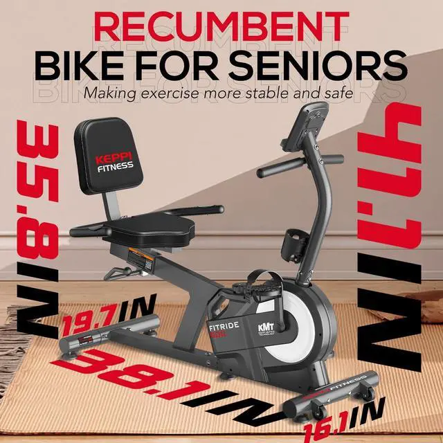 Alt view image 7 of 7 - KeppiFitness Recumbent Exercise Bike with 8 Levels Magnetic Resistance for Cardio Workout for seniors at Home,380LB Weight Capacity Exercise Bike with Pulse Sensor,Digital Electronic Display,