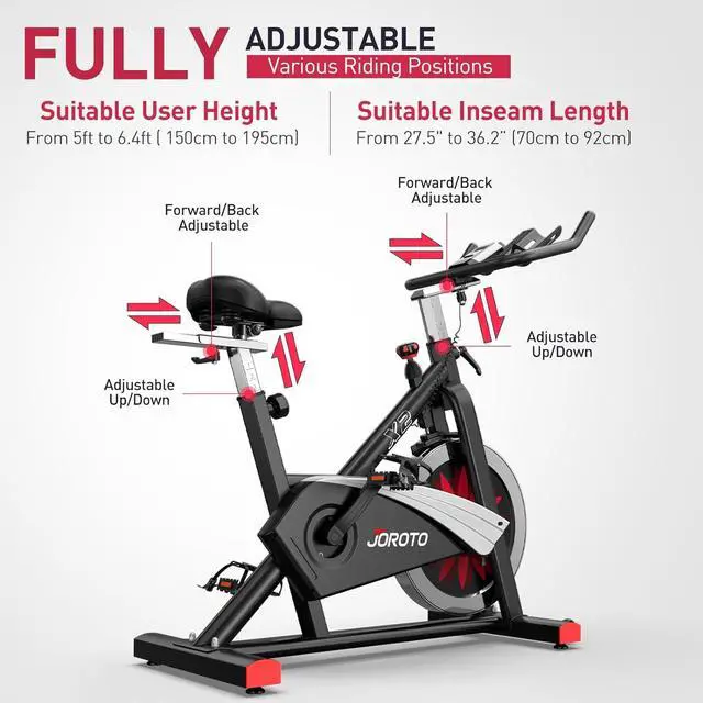 Alt view image 3 of 7 - JOROTO Belt Drive Indoor Cycling Bike with Magnetic Resistance Exercise Bikes Stationary (300 Lbs Weight Capacity) (Updated)