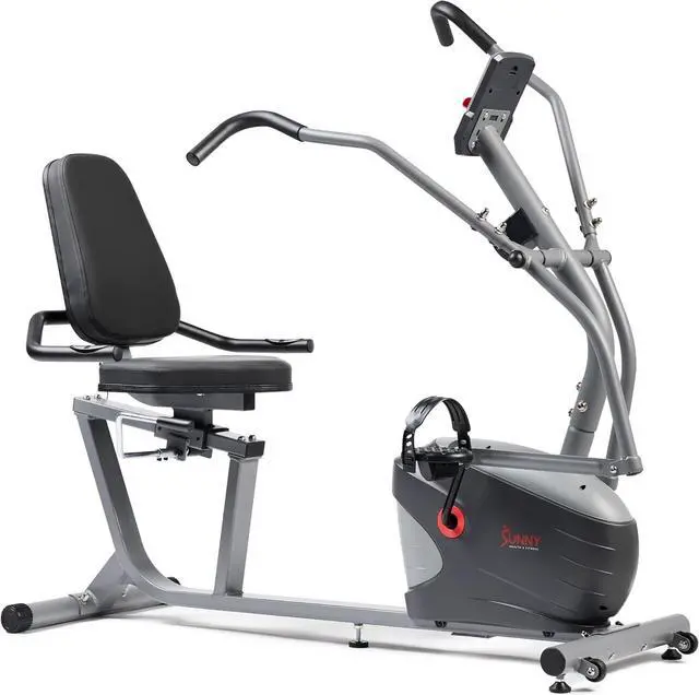 Alt view image 7 of 7 - Sunny Health & Fitness Compact Performance Recumbent Bike with Dual Motion Arm Exercisers, Quick Adjust Seat & Optional Exclusive SunnyFit App Enhanced Bluetooth Connectivity