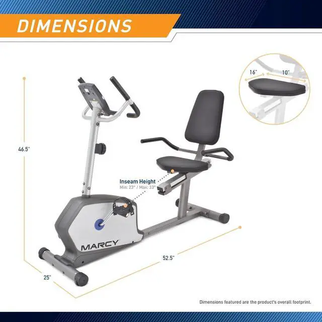 Alt view image 2 of 7 - Marcy Recumbent Exercise Bike with Adjustable Seat and 8 Resistance Levels, 300 Pound Capacity NS-1201R