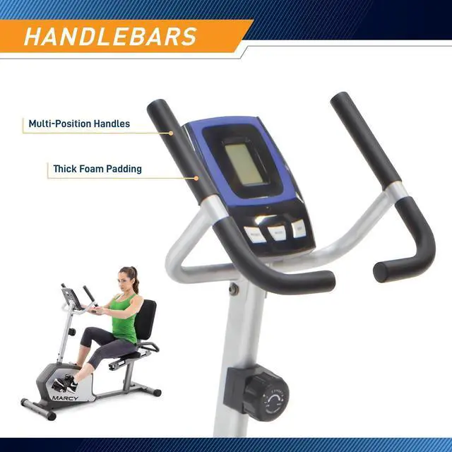 Alt view image 4 of 7 - Marcy Recumbent Exercise Bike with Adjustable Seat and 8 Resistance Levels, 300 Pound Capacity NS-1201R