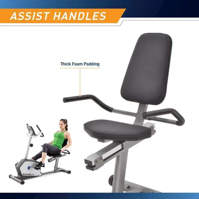 Alt view image 5 of 7 - Marcy Recumbent Exercise Bike with Adjustable Seat and 8 Resistance Levels, 300 Pound Capacity NS-1201R