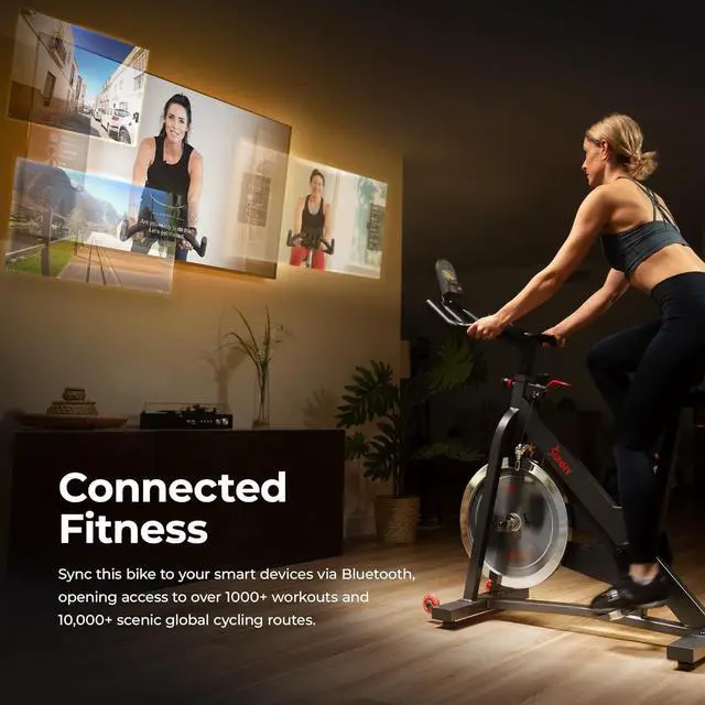 Alt view image 4 of 7 - Sunny Health & Fitness Pro Cycling Stationary Bike, 40 LB Flywheel & 4-Way Adjustable Seat for Home Exercise & Indoor Cycle/Cardio Workout, Optional Free SunnyFit App Bluetooth Connection