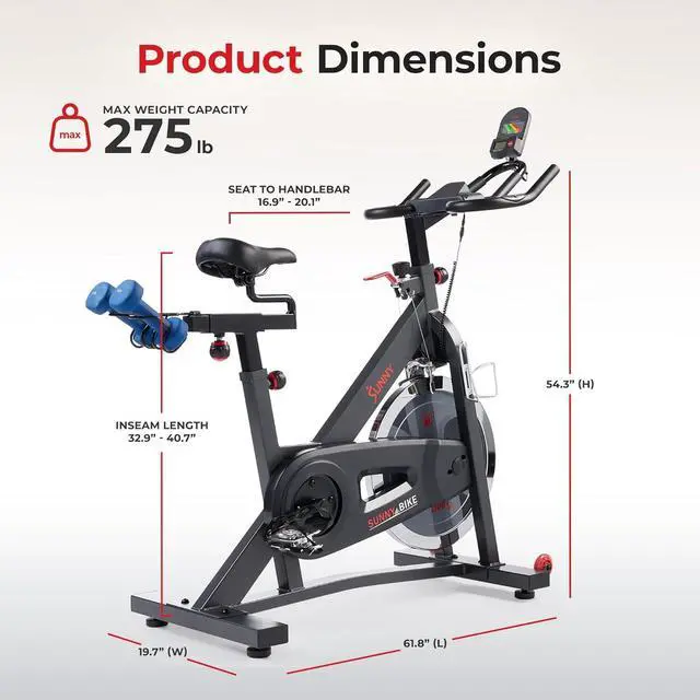 Alt view image 7 of 7 - Sunny Health & Fitness Pro Cycling Stationary Bike, 40 LB Flywheel & 4-Way Adjustable Seat for Home Exercise & Indoor Cycle/Cardio Workout, Optional Free SunnyFit App Bluetooth Connection