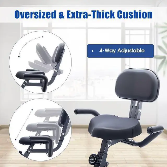 Alt view image 3 of 7 - Merax Exercise Bike foldable, 3 in 1 Magnetic Stationary Bike for Home with 16-Level Resistance, Fitness X-Bike Upright Indoor Cycling Bike for Home Workout 300LB Capacity