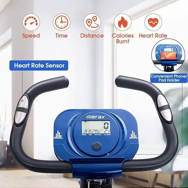 Alt view image 5 of 7 - Merax Exercise Bike foldable, 3 in 1 Magnetic Stationary Bike for Home with 16-Level Resistance, Fitness X-Bike Upright Indoor Cycling Bike for Home Workout 300LB Capacity