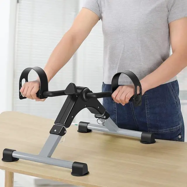 Alt view image 5 of 7 - Folding Pedal Exerciser Mini Exercise Bike Portable Peddler Under Desk Bike with LCD Display for Arms and Legs Workout