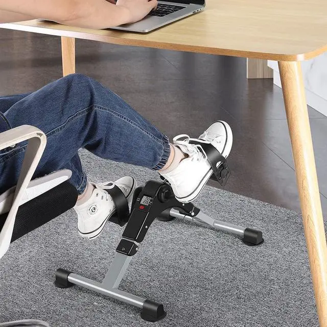 Alt view image 6 of 7 - Folding Pedal Exerciser Mini Exercise Bike Portable Peddler Under Desk Bike with LCD Display for Arms and Legs Workout