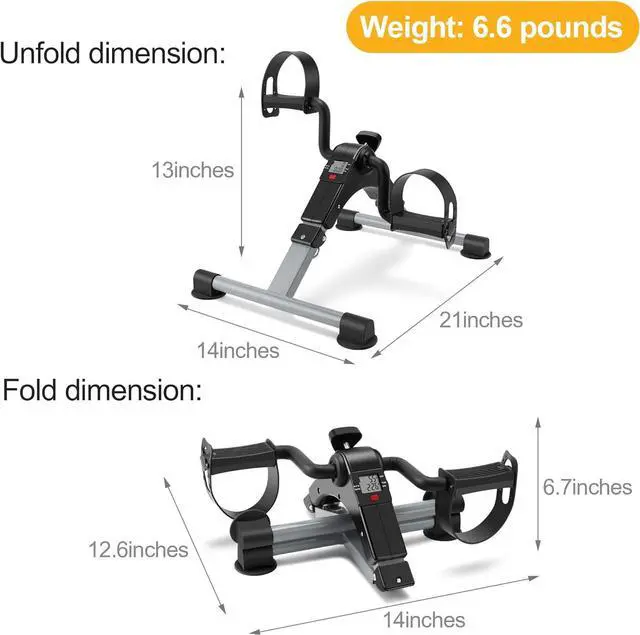 Alt view image 7 of 7 - Folding Pedal Exerciser Mini Exercise Bike Portable Peddler Under Desk Bike with LCD Display for Arms and Legs Workout