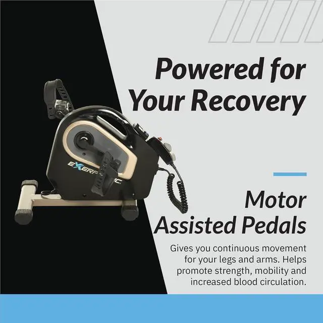 Alt view image 2 of 7 - Exerpeutic 2000M Motorized Under Desk Exercise Bike - Electric Legs and Arms Pedal Exerciser - Fitness Equipment for Home Use - Remote Work Office Accessory - Black