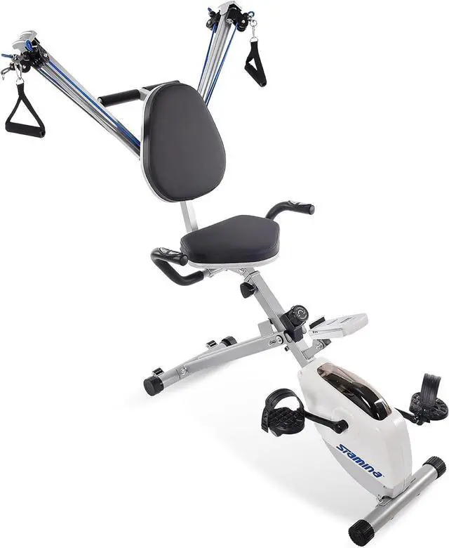 Main image of Stamina Foldable Exercise Bike and Strength System With Smart Workout App and 250 Pound Weight Capacity for Home Workout, Gray