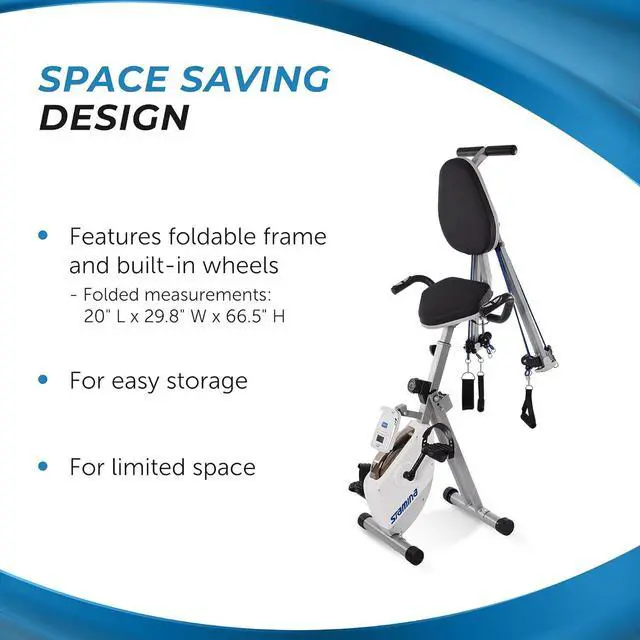 Alt view image 7 of 7 - Stamina Foldable Exercise Bike and Strength System With Smart Workout App and 250 Pound Weight Capacity for Home Workout, Gray