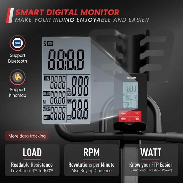 Alt view image 2 of 6 - PASYOU Exercise Bike Stationary Bike Indoor Cycling Bike Ultra-Silent Stationary Bikes for Home Magnetic Exercise Bikes for Home Indoor Bike with LCD Monitor iPad Holder Cycle Bikes for Exercise