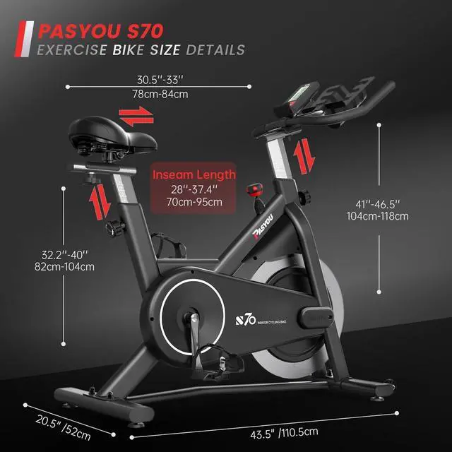 Alt view image 3 of 6 - PASYOU Exercise Bike Stationary Bike Indoor Cycling Bike Ultra-Silent Stationary Bikes for Home Magnetic Exercise Bikes for Home Indoor Bike with LCD Monitor iPad Holder Cycle Bikes for Exercise