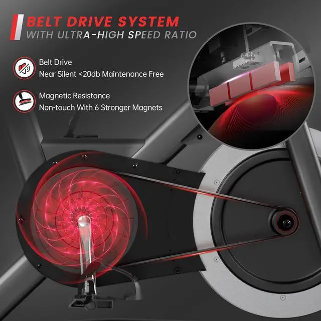 Alt view image 6 of 6 - PASYOU Exercise Bike Stationary Bike Indoor Cycling Bike Ultra-Silent Stationary Bikes for Home Magnetic Exercise Bikes for Home Indoor Bike with LCD Monitor iPad Holder Cycle Bikes for Exercise
