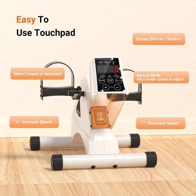 Alt view image 5 of 6 - TODO Motorized Pedal Exerciser Mini Exercise Bikes, Under Desk Bike Peddler Exerciser for Seniors Rehab and Arm Leg Physical Therapy