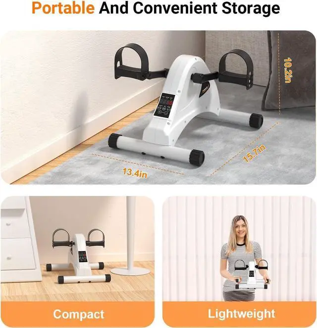 Alt view image 6 of 6 - TODO Motorized Pedal Exerciser Mini Exercise Bikes, Under Desk Bike Peddler Exerciser for Seniors Rehab and Arm Leg Physical Therapy