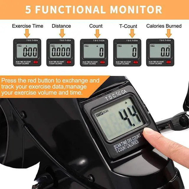 Alt view image 3 of 7 - Pedal Exerciser Under Desk Bike Mini Exercise Bike for Leg and Arm Cycling Exercise Portable Peddler with LCD Display